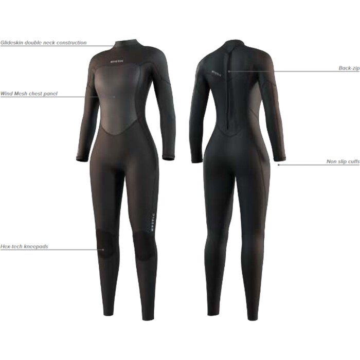 2025 Mystic Womens Brand 3/2mm Back Zip Flatlock Wetsuit 35000.250060 - Black